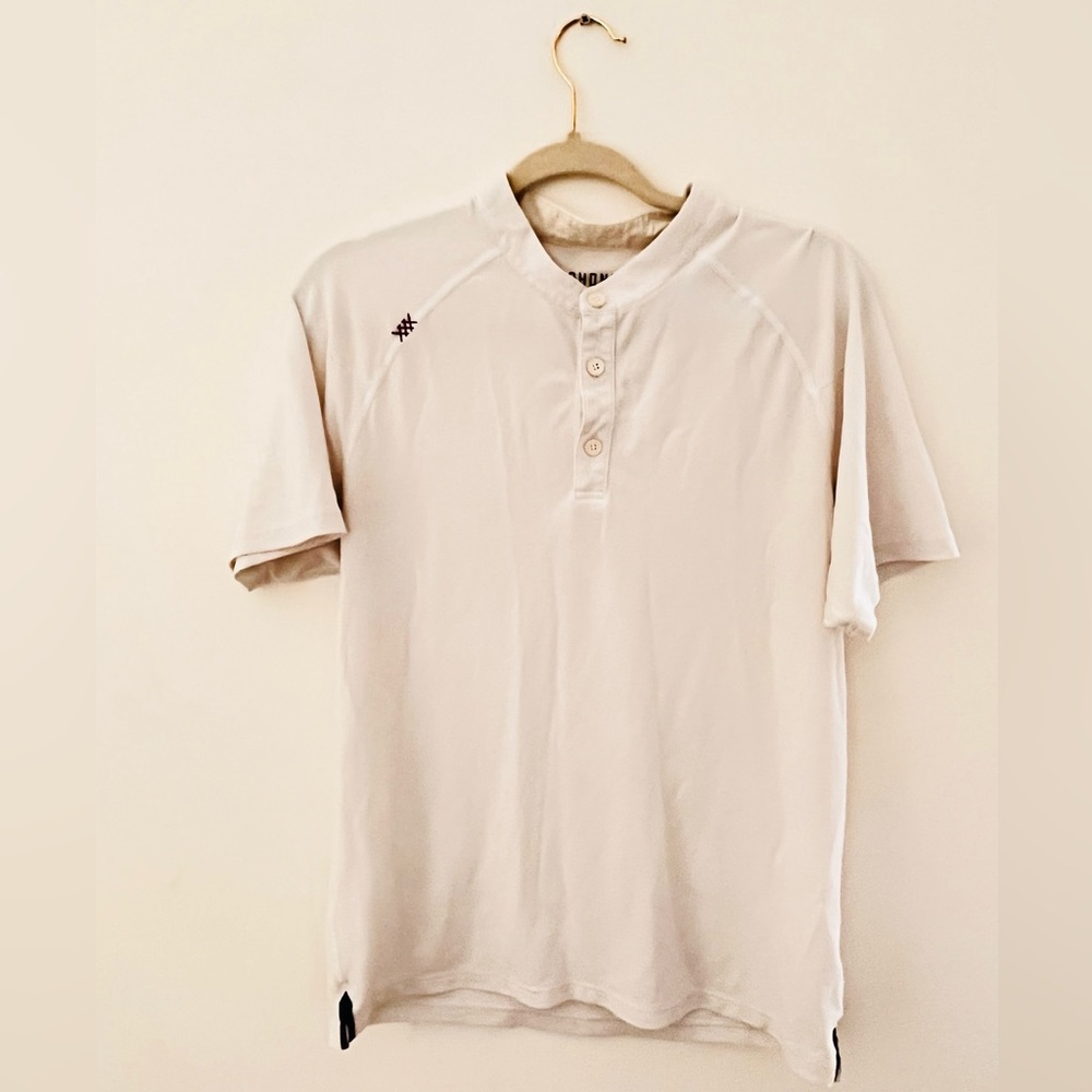 Rhone Men's Performance Band Collar Polo Shirt White Size M Stretch, Wicking